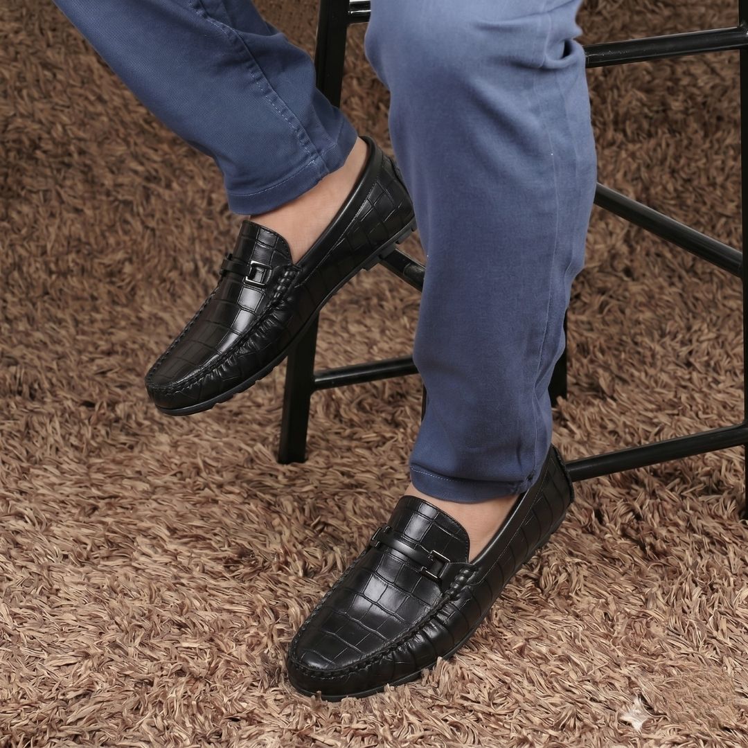 Kavsun Men Square Loafer Black