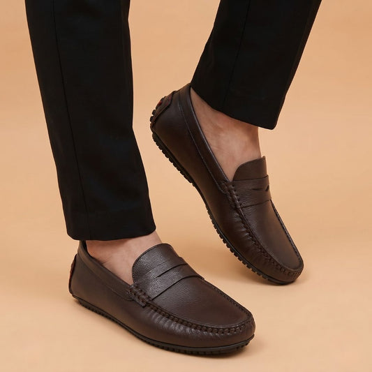 Kavsun Men Matte Finish Loafer Brown