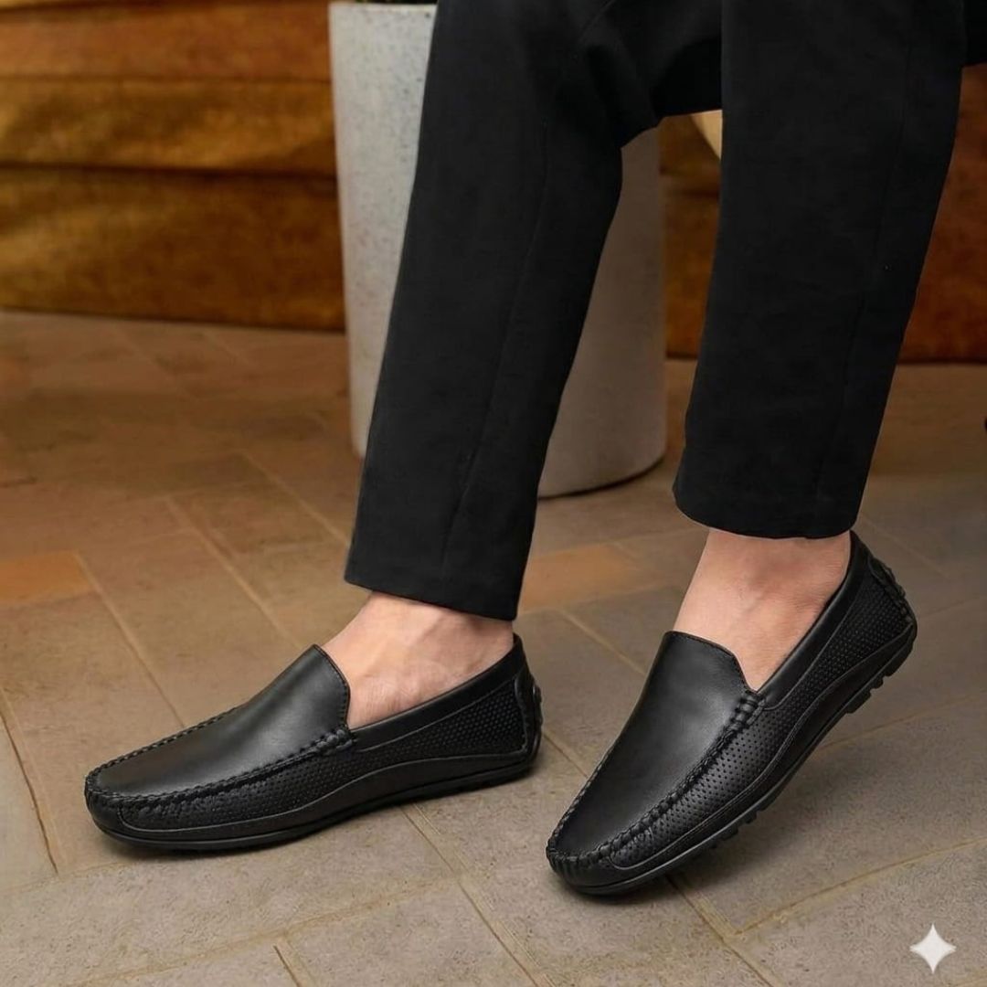 Kavsun Men Driving Loafer Black