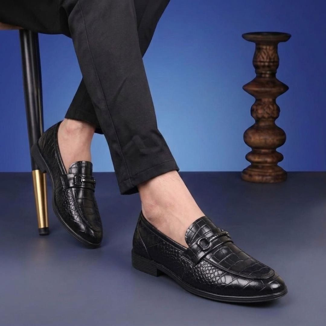 Kavsun Men Loafer Synthetic Slip On Shoe Black
