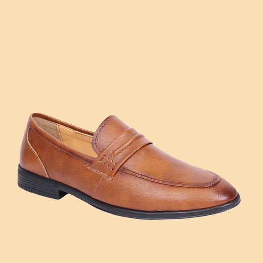 Kavsun Men Loafer Flexible Slip On Shoe Tan