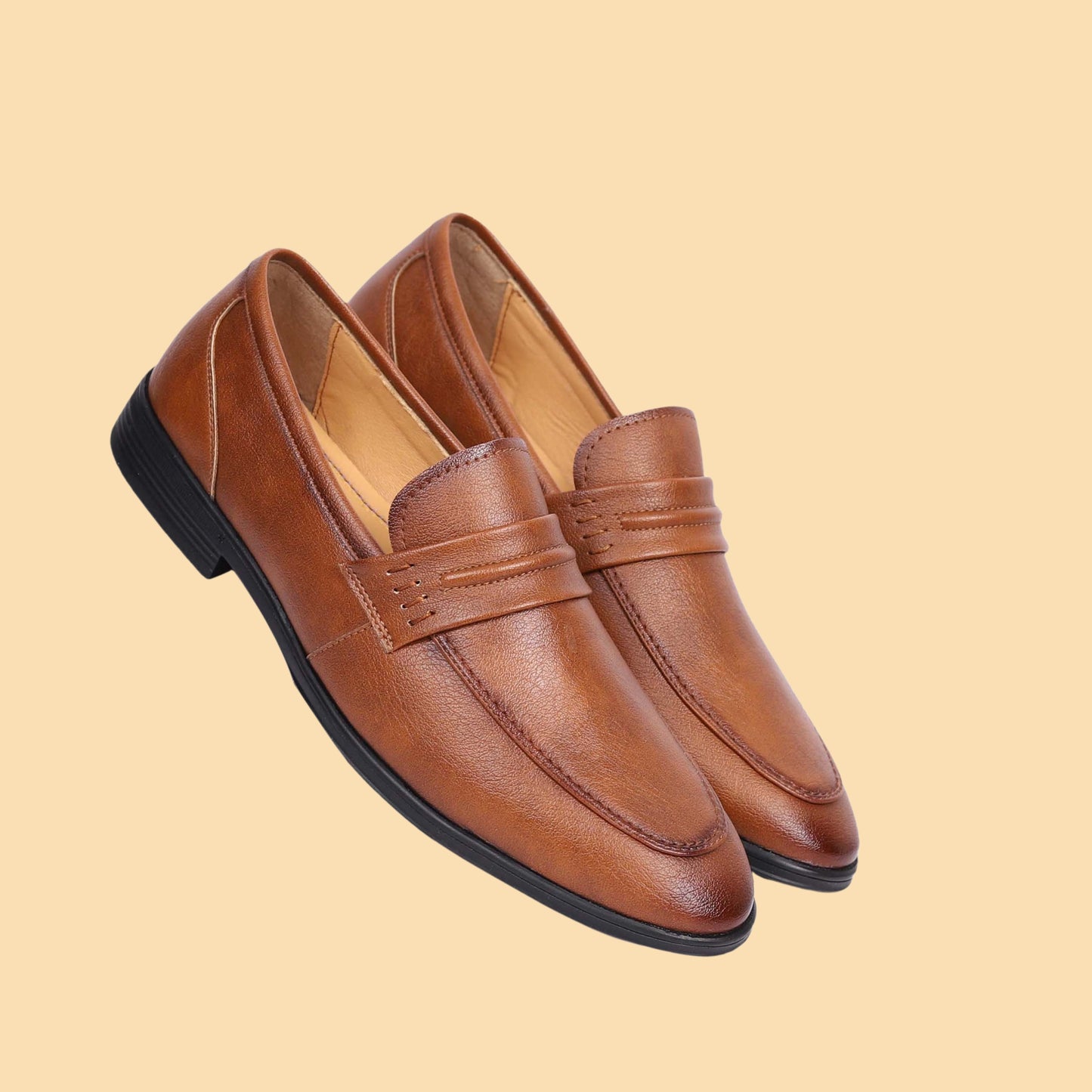 Kavsun Men Loafer Flexible Slip On Shoe Tan