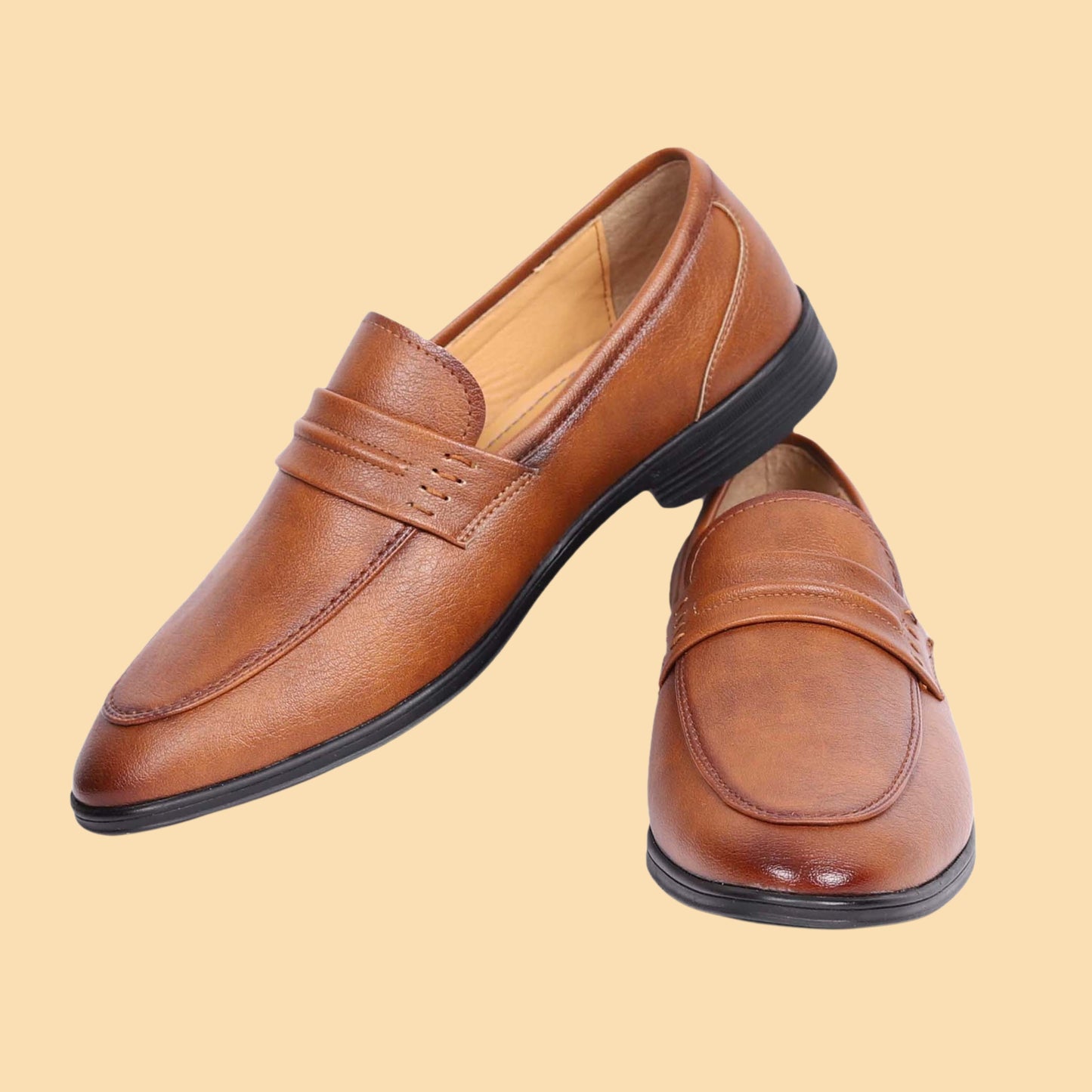 Kavsun Men Loafer Flexible Slip On Shoe Tan
