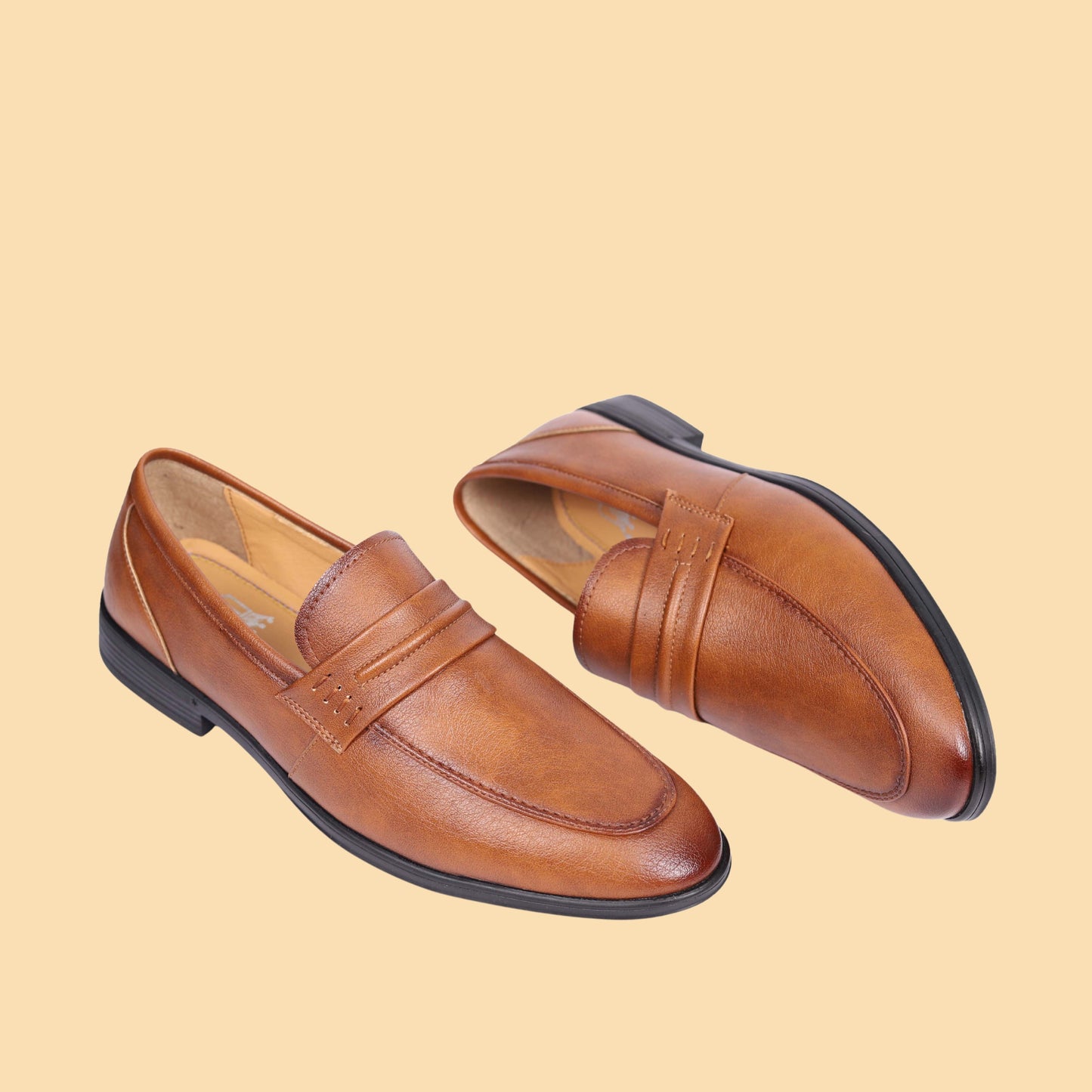 Kavsun Men Loafer Flexible Slip On Shoe Tan