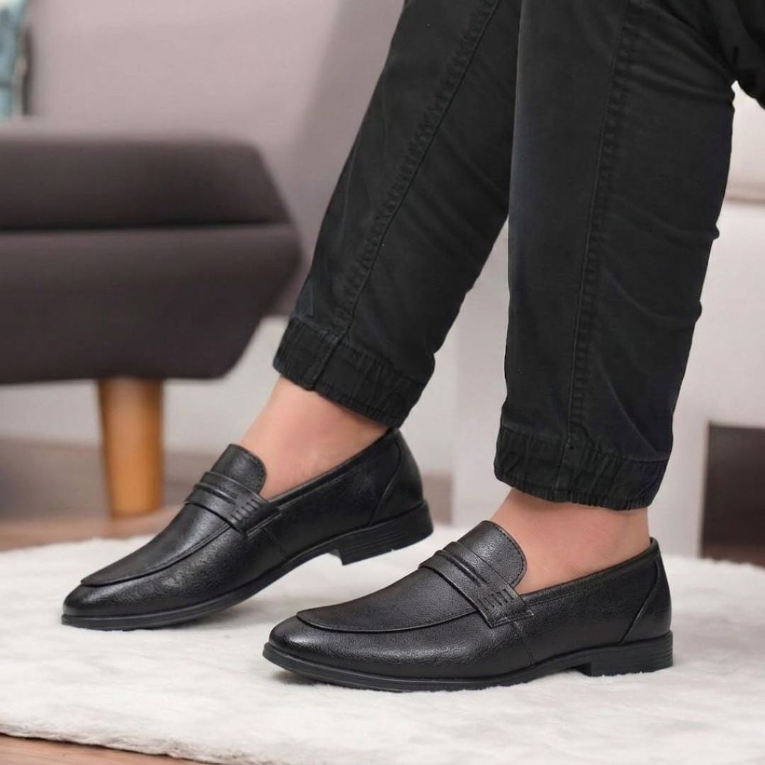 Kavsun Men Loafer Flexible Slip On Shoe Black
