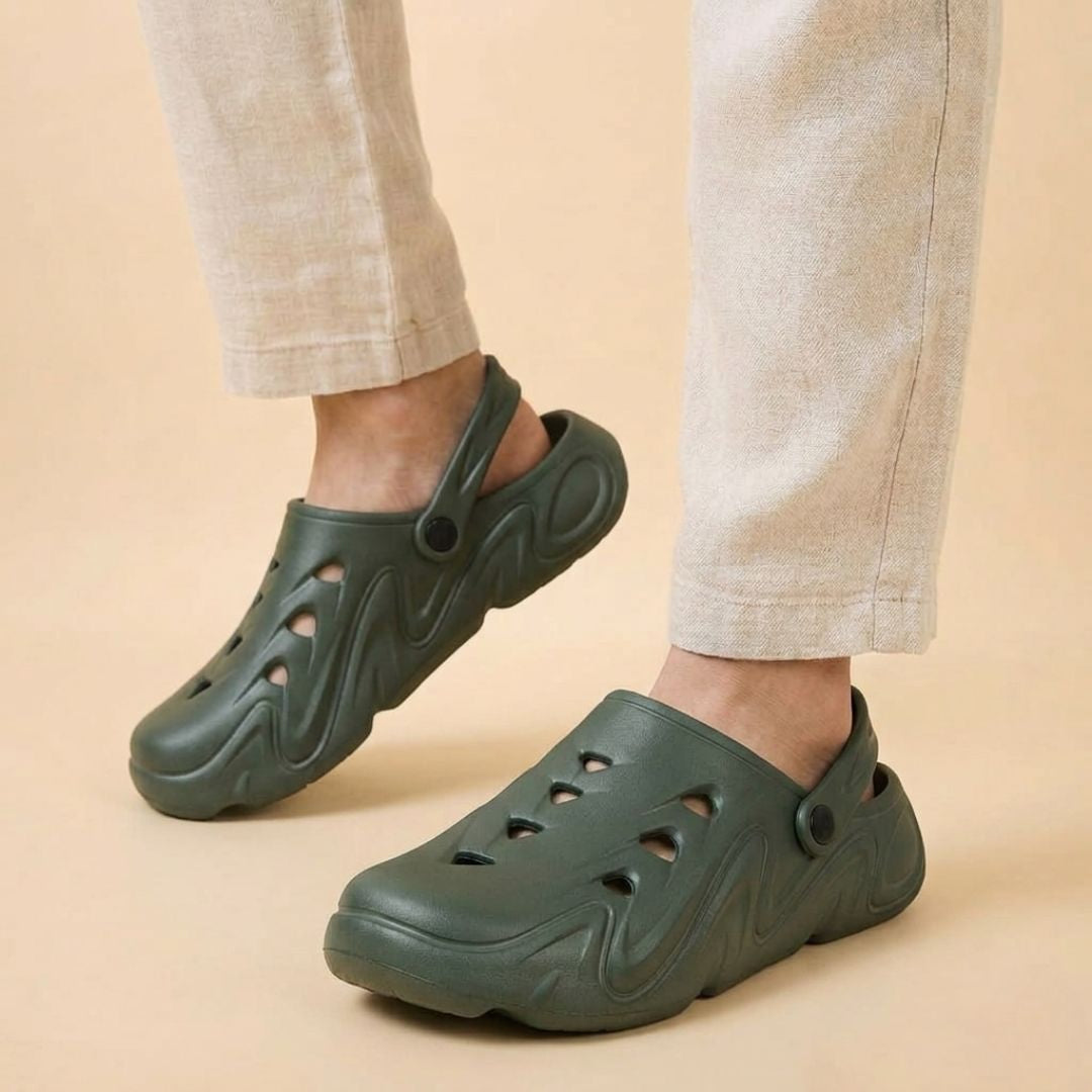 KAVSUN Men EVA Clog Sandals Adjustable Strap Casual Wear Green KV3049