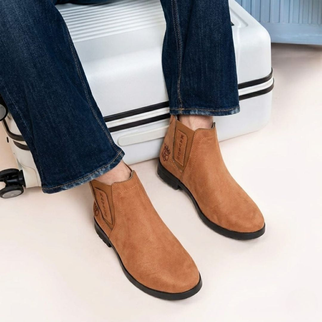 Kavsun Men Chelsea Suede Ankle Boot Tan KV4000