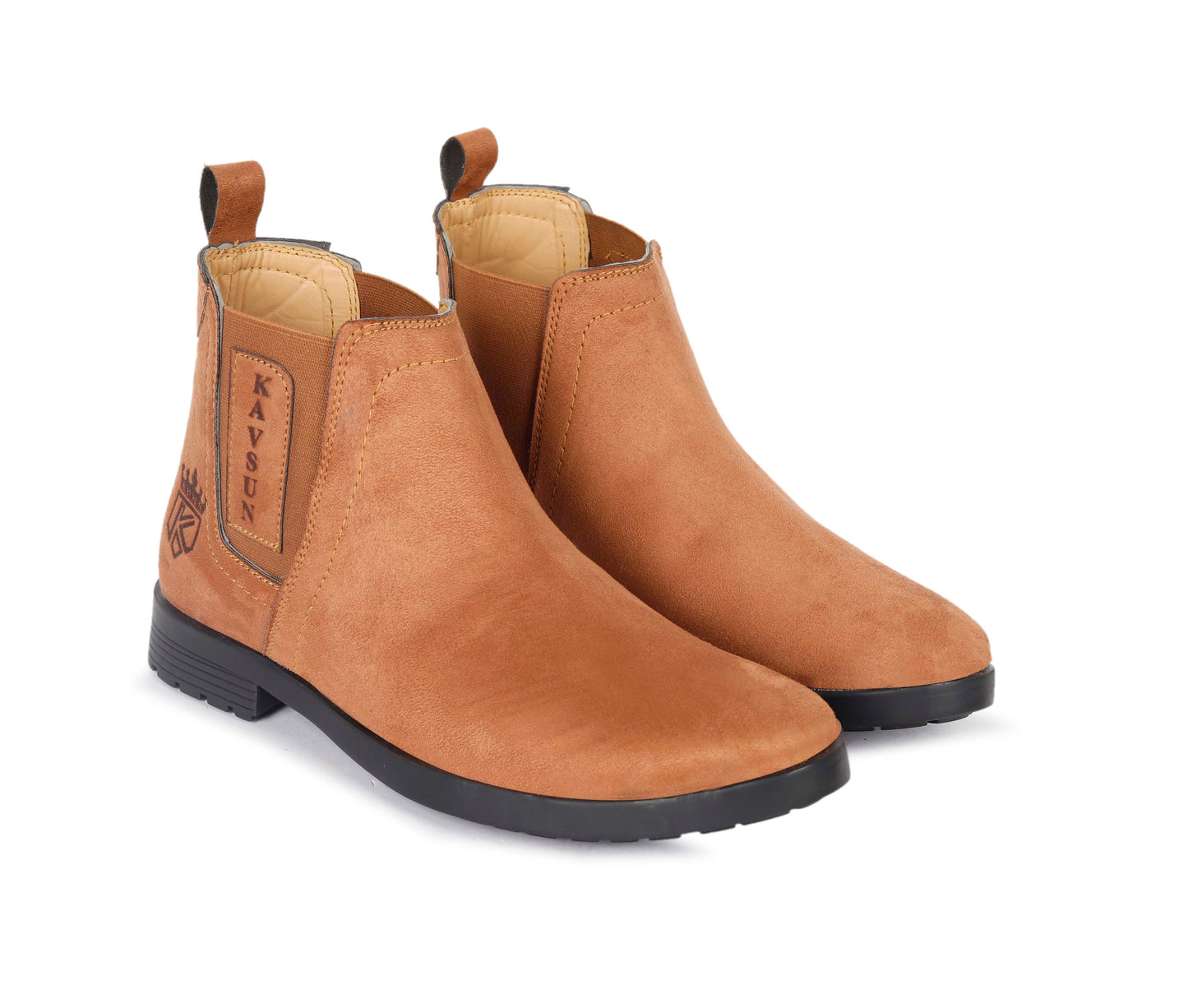 Kavsun Men Chelsea Suede Ankle Boot Tan KV4000