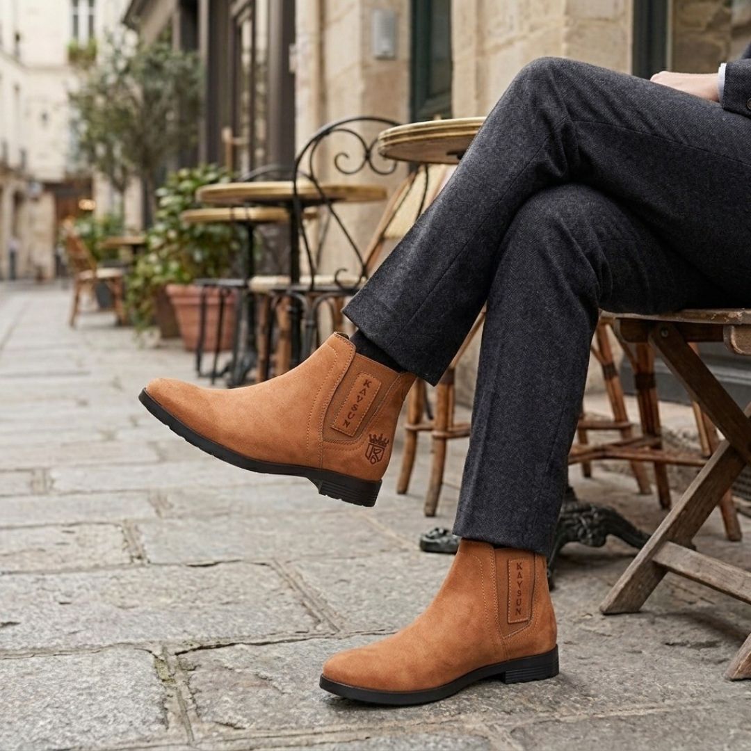 Kavsun Men Chelsea Suede Ankle Boot Tan KV4000