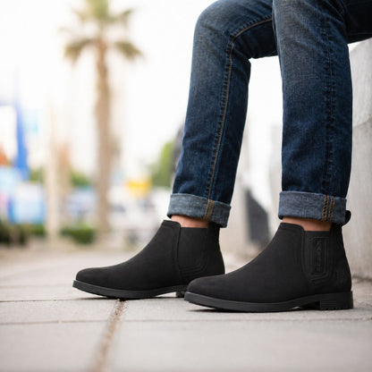 Kavsun Men Chelsea Suede Ankle Boot Black KV4001