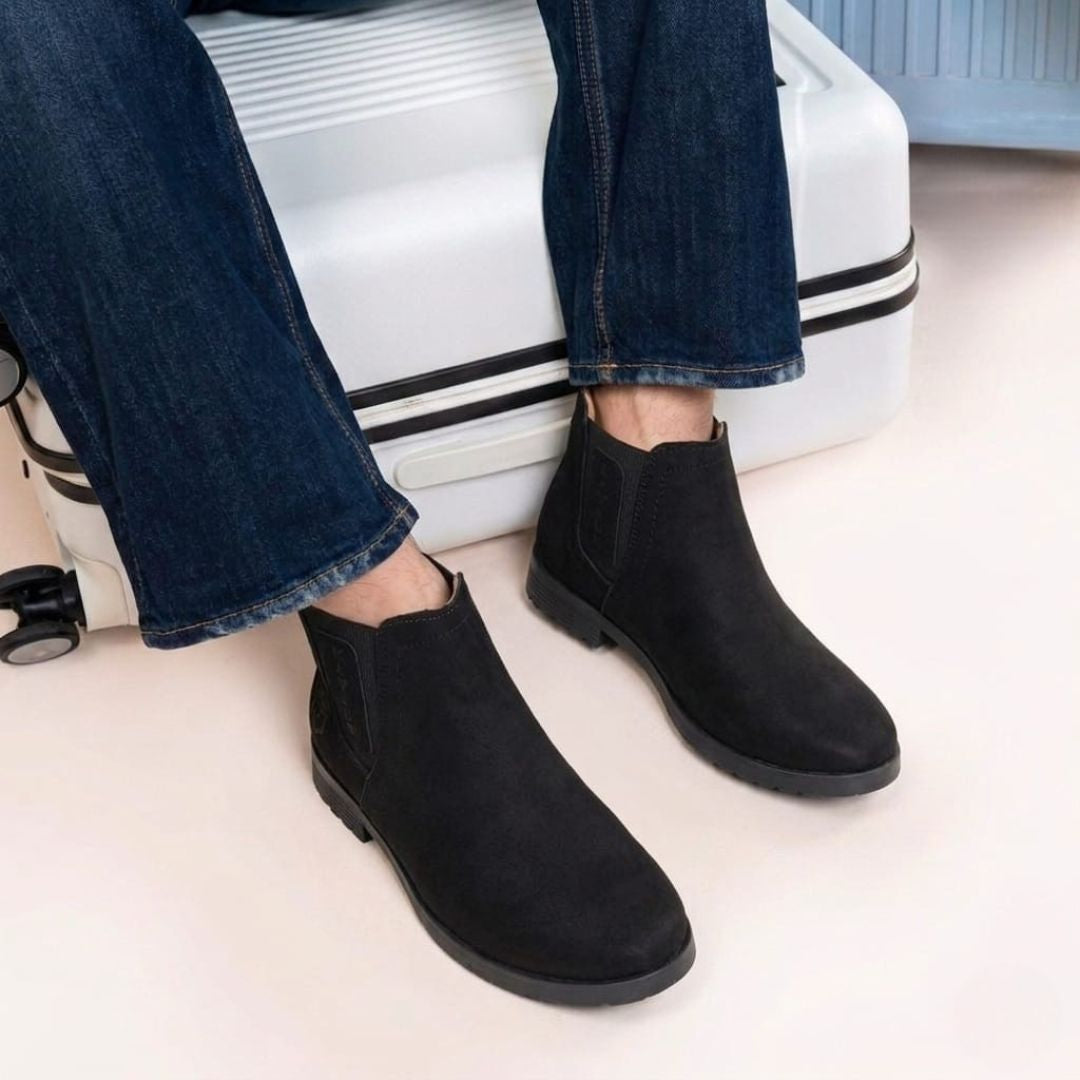 Kavsun Men Chelsea Suede Ankle Boot Black KV4001