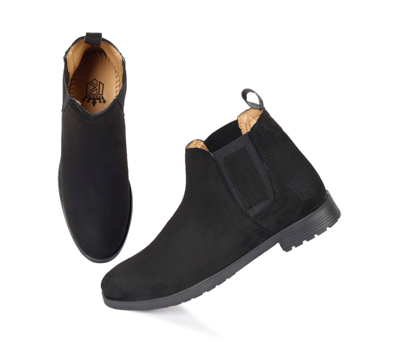 Kavsun Men Chelsea Suede Ankle Boot Black KV4001