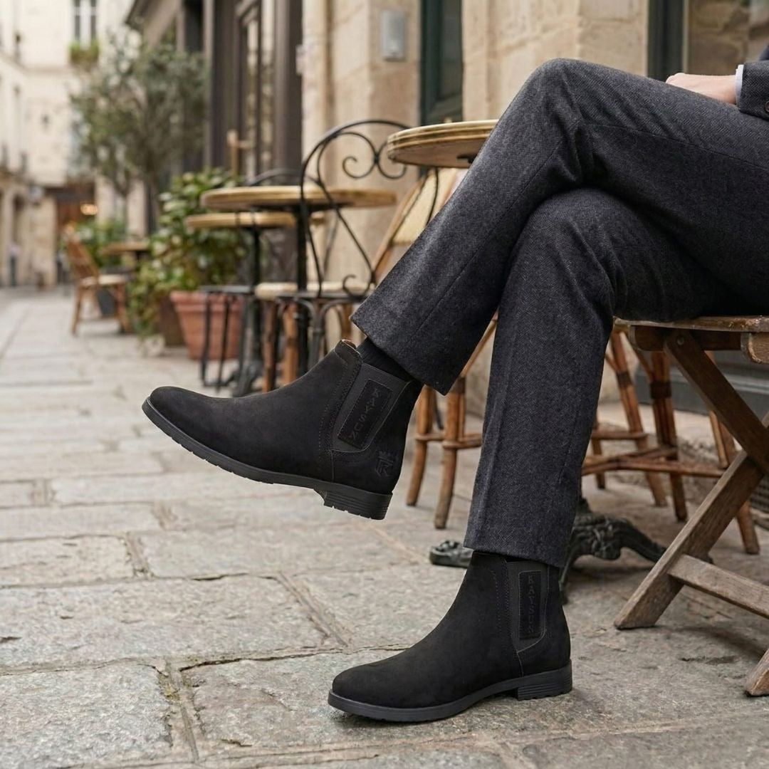 Kavsun Men Chelsea Suede Ankle Boot Black KV4001