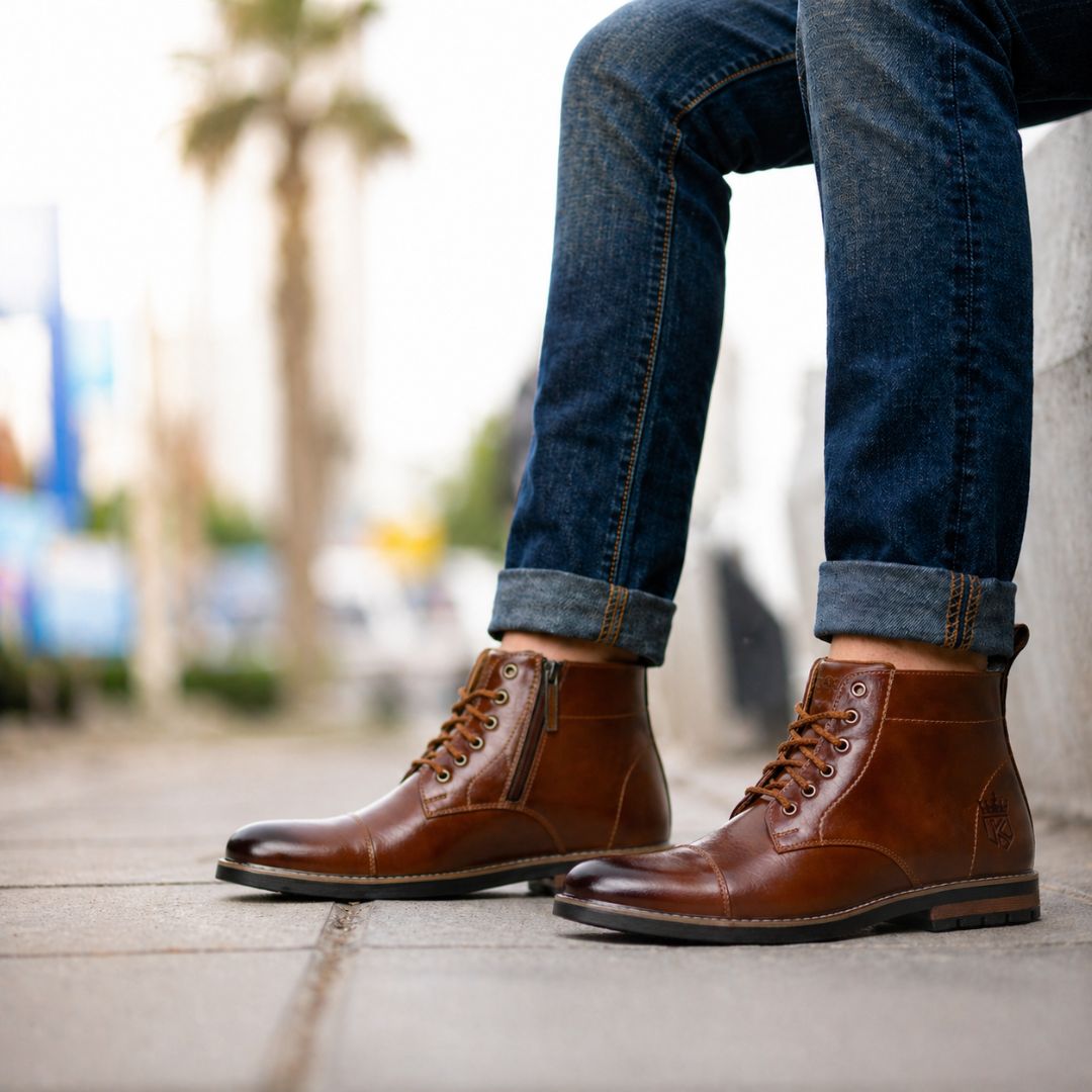 Kavsun Men Tough Ankle Boots Tan KV4005