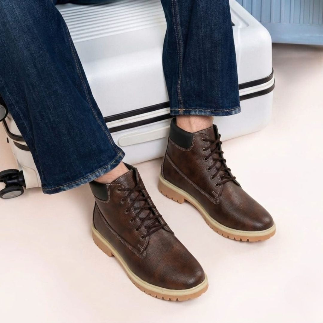 Kavsun Men Tough Ankle Boots Brown KV4006