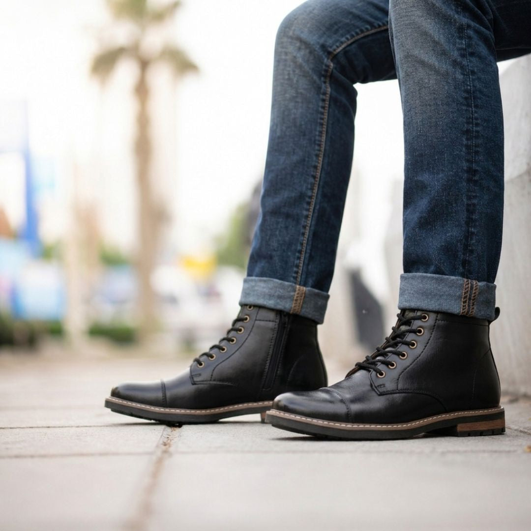Kavsun Men Tough Ankle Boots Black KV4007
