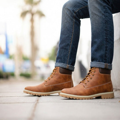 Kavsun Men Leatherite Ankle Boots Tan KV4008
