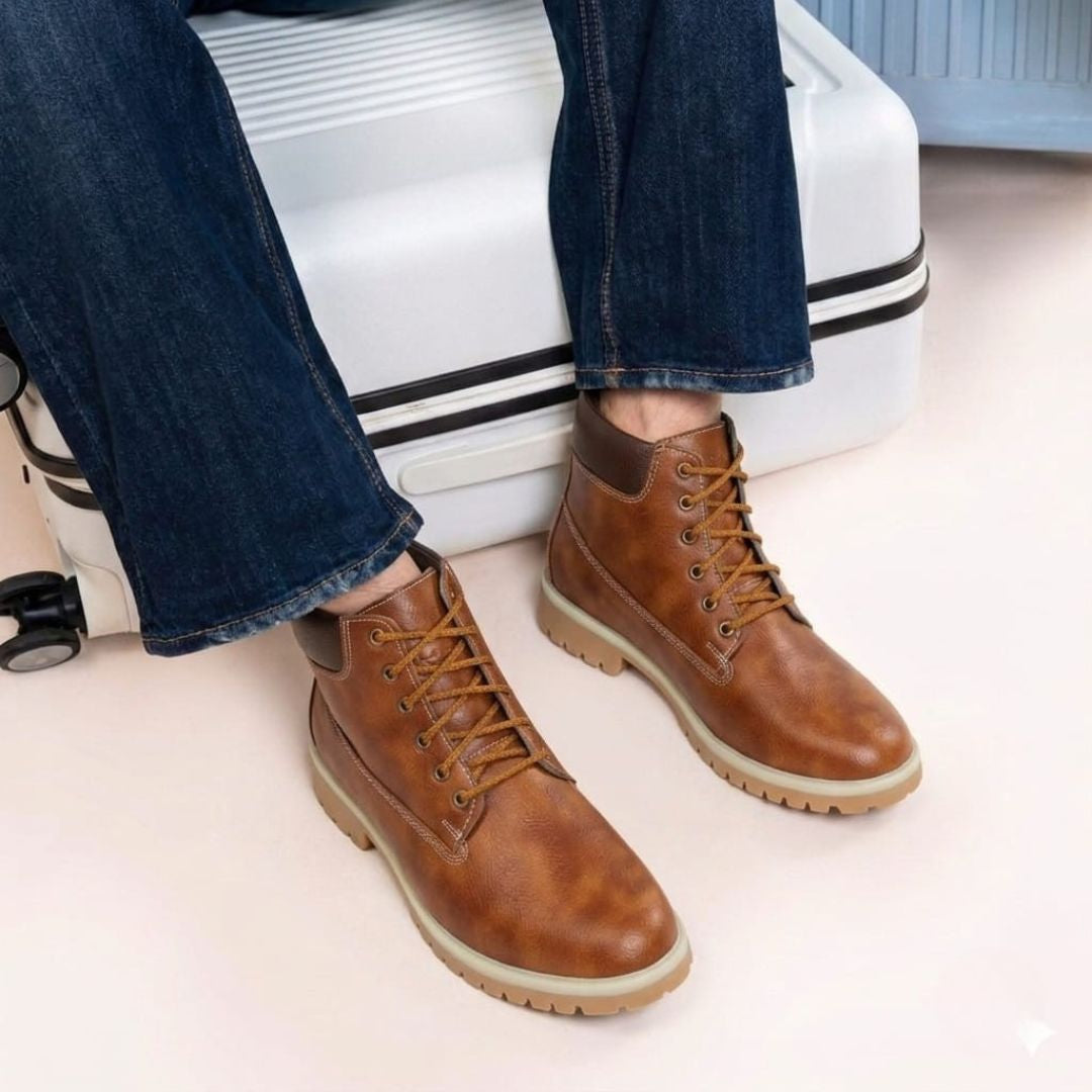 Kavsun Men Leatherite Ankle Boots Tan KV4008