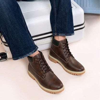 Kavsun Men Leatherite Ankle Boots Brown KV4009