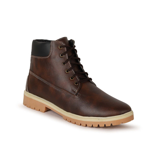 Kavsun Men Leatherite Ankle Boots Brown KV4009