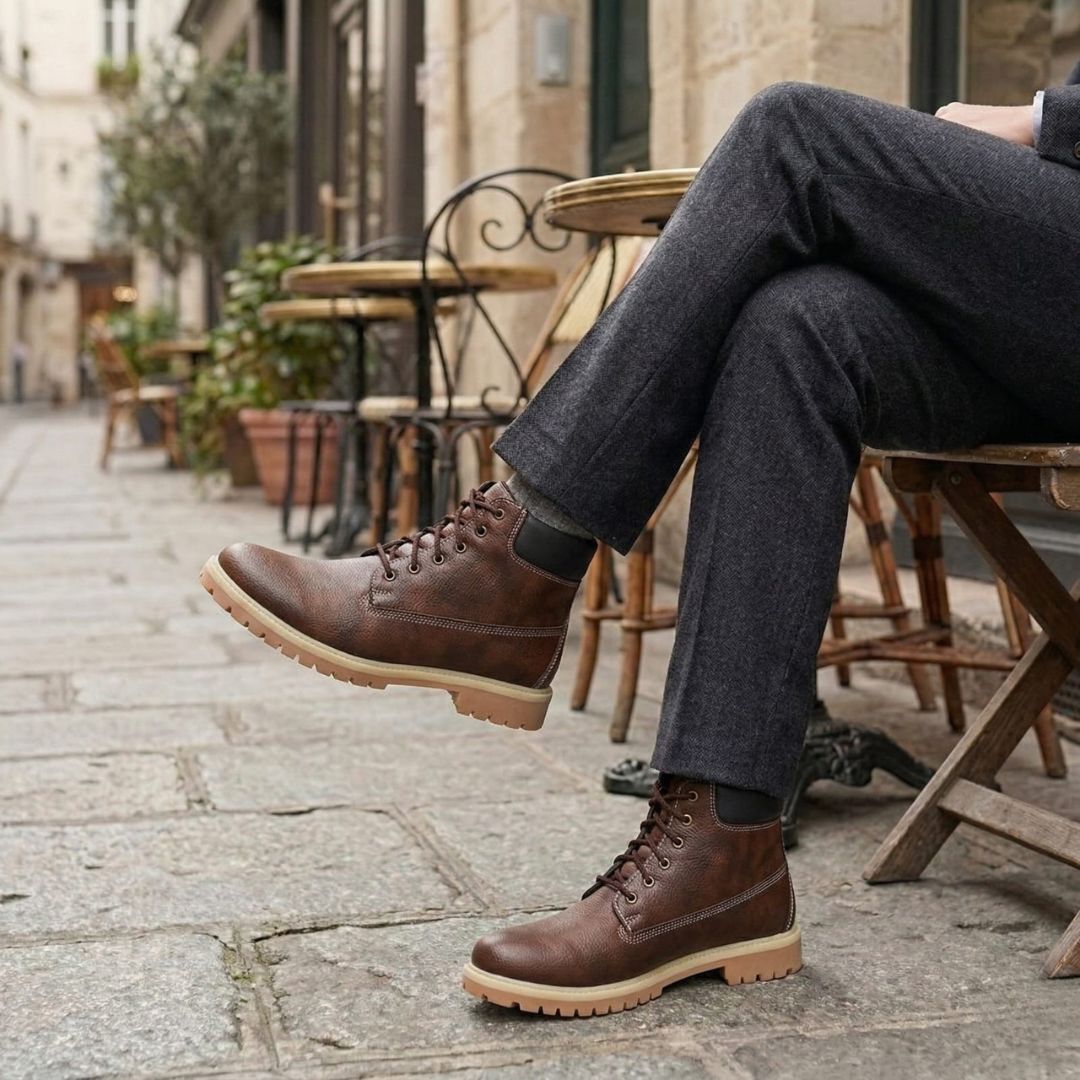 Kavsun Men Leatherite Ankle Boots Brown KV4009