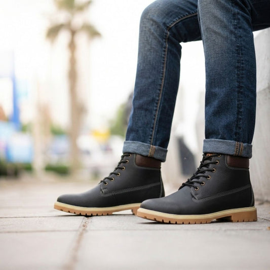 Kavsun Men Leatherite Ankle Boots Black KV4010