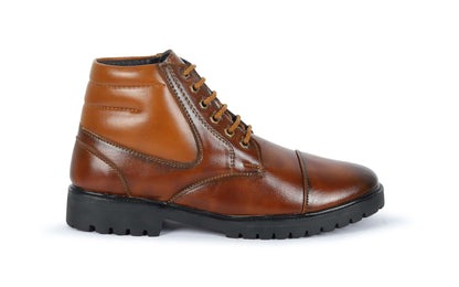 Kavsun Men High Ankle Derby Boot Tan KV4011