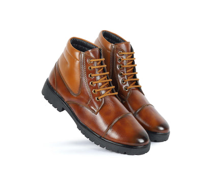 Kavsun Men High Ankle Derby Boot Tan KV4011