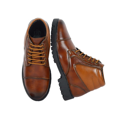 Kavsun Men High Ankle Derby Boot Tan KV4011