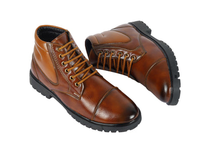 Kavsun Men High Ankle Derby Boot Tan KV4011
