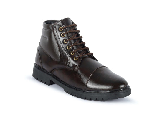 Kavsun Men High Ankle Derby Boots Brown KV4012