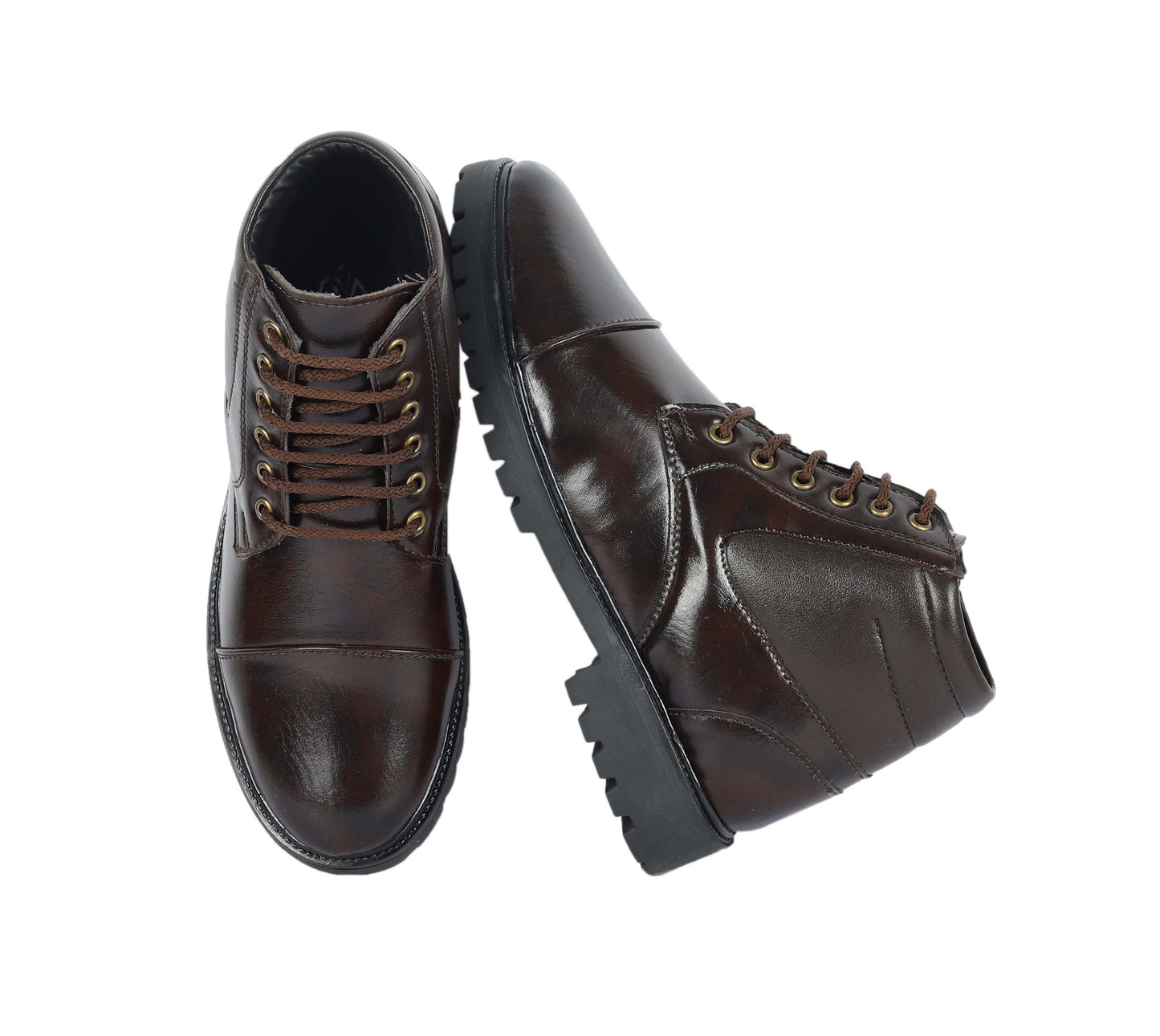 Kavsun Men High Ankle Derby Boots Brown KV4012