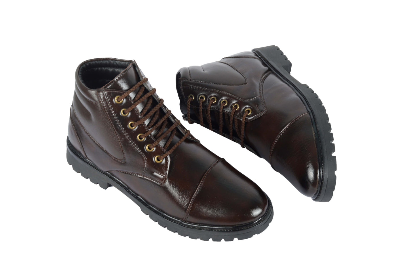 Kavsun Men High Ankle Derby Boots Brown KV4012