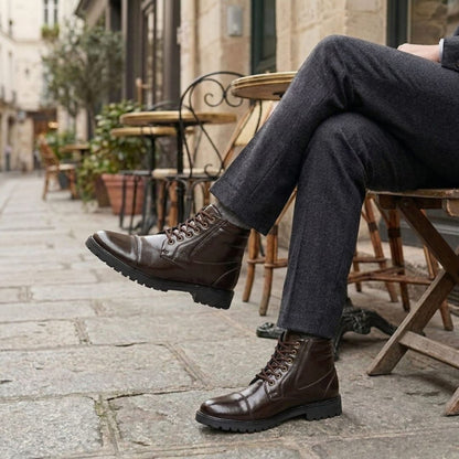 Kavsun Men High Ankle Derby Boots Brown KV4012