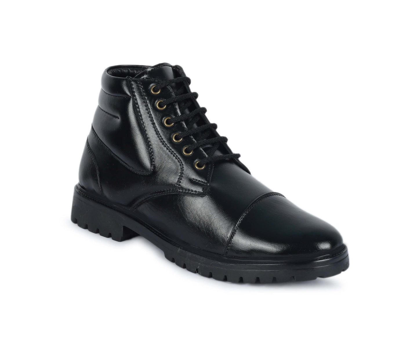 Kavsun Men High Ankle Derby Boots Black KV4013