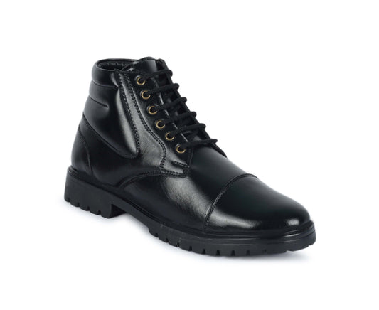 Kavsun Men High Ankle Derby Boots Black KV4013