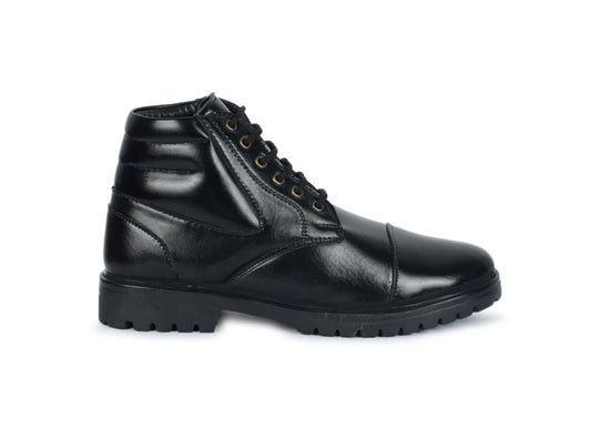 Kavsun Men High Ankle Derby Boots Black KV4013