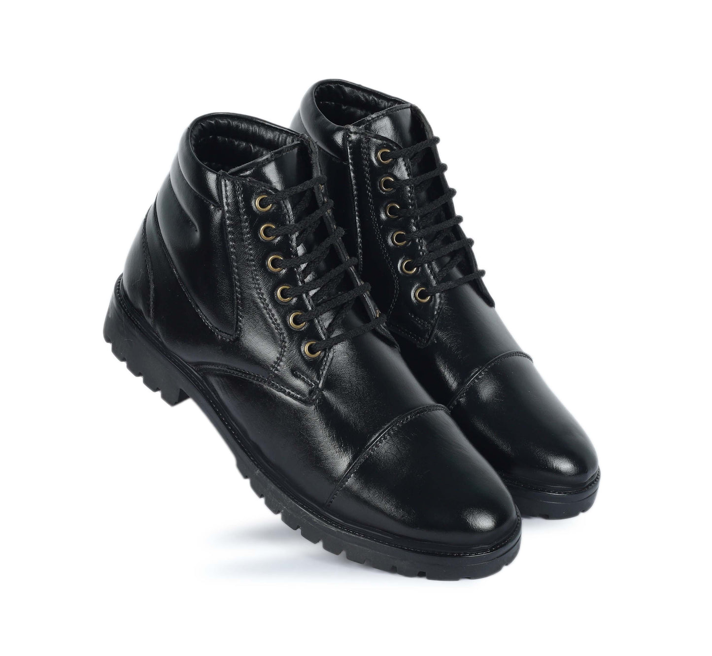 Kavsun Men High Ankle Derby Boots Black KV4013