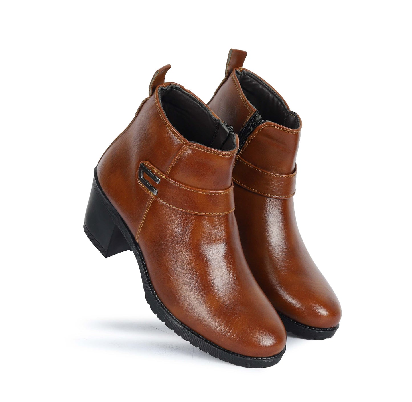 Kavsun Women High Heel Ankle Boot 4015 Tan