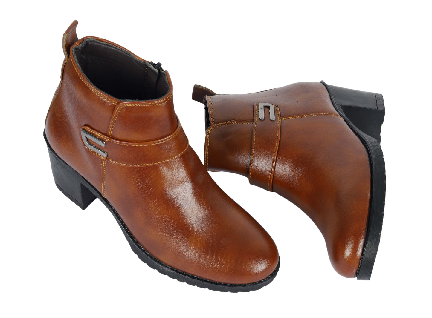 Kavsun Women High Heel Ankle Boot 4015 Tan