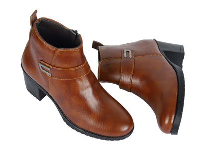 Kavsun Women High Heel Ankle Boot 4015 Tan