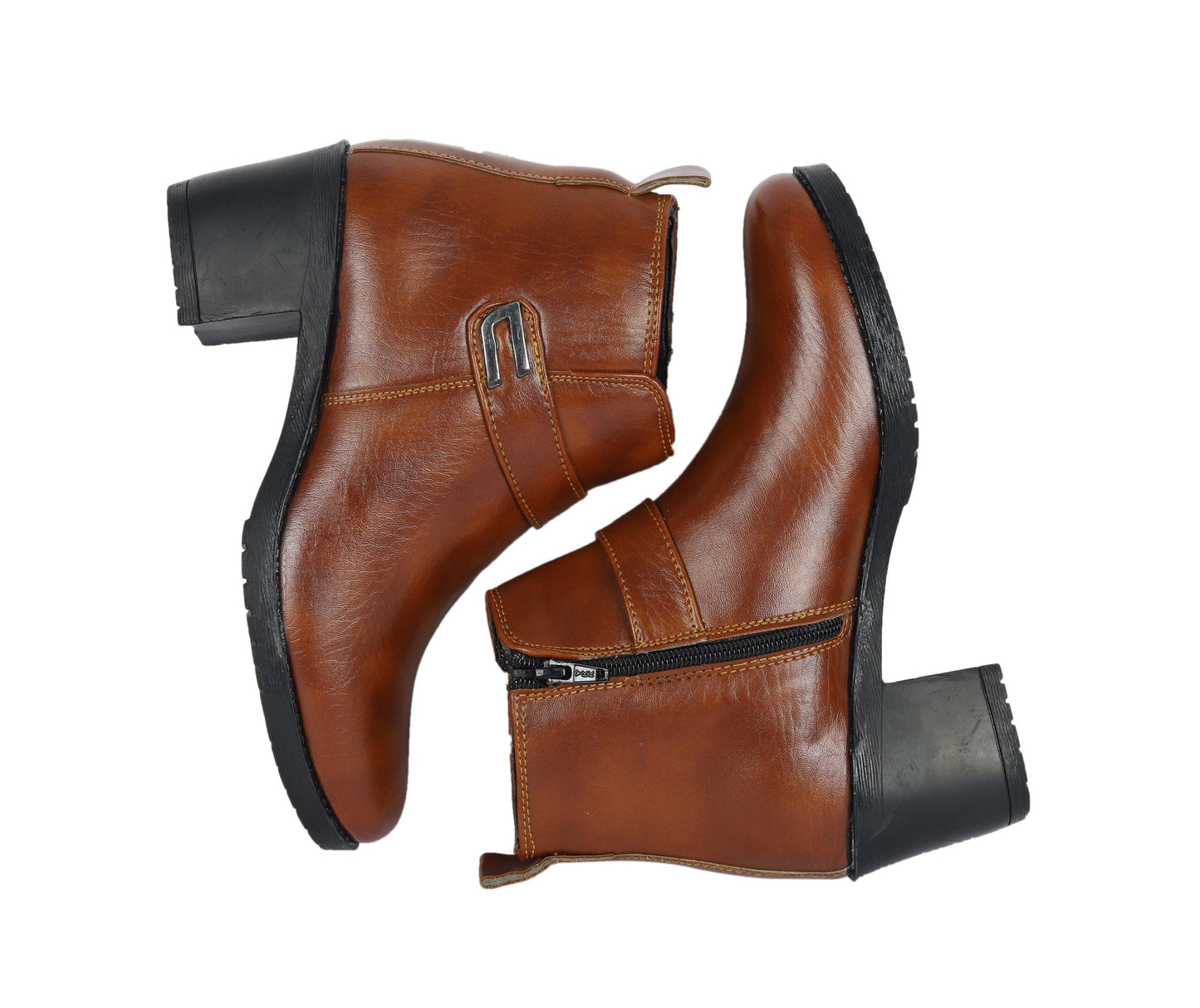 Kavsun Women High Heel Ankle Boot 4015 Tan