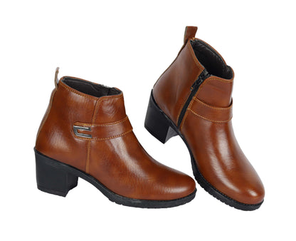 Kavsun Women High Heel Ankle Boot 4015 Tan