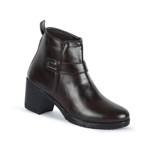 Kavsun Women High Heel Ankle Boot 4016 Brown