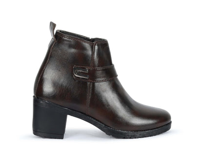 Kavsun Women High Heel Ankle Boot 4016 Brown