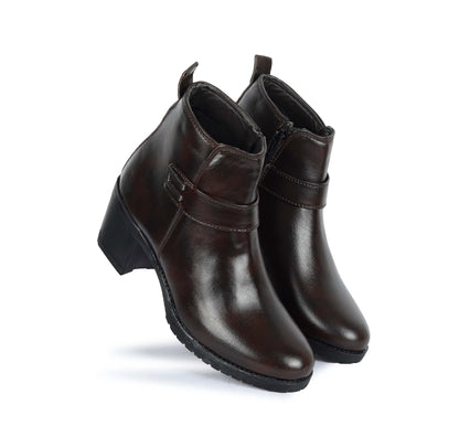 Kavsun Women High Heel Ankle Boot 4016 Brown