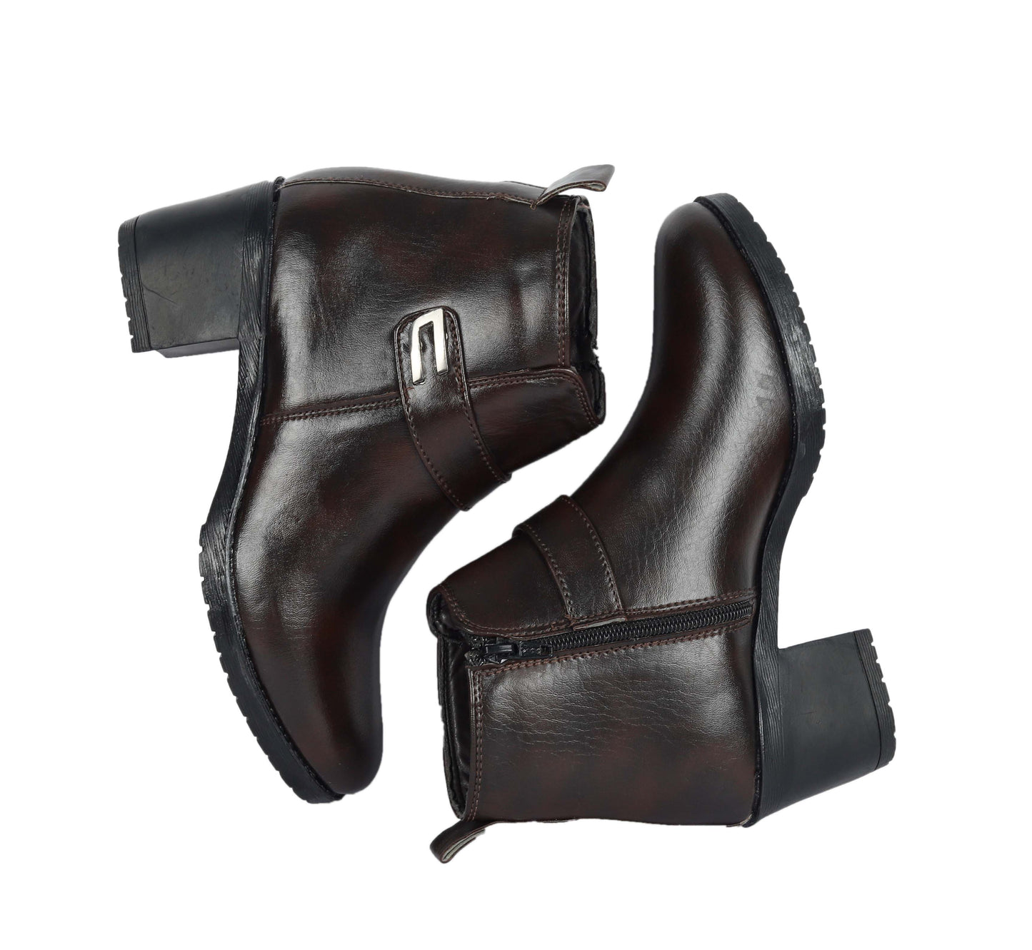 Kavsun Women High Heel Ankle Boot 4016 Brown