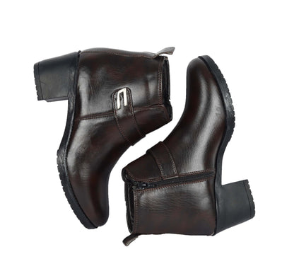 Kavsun Women High Heel Ankle Boot 4016 Brown