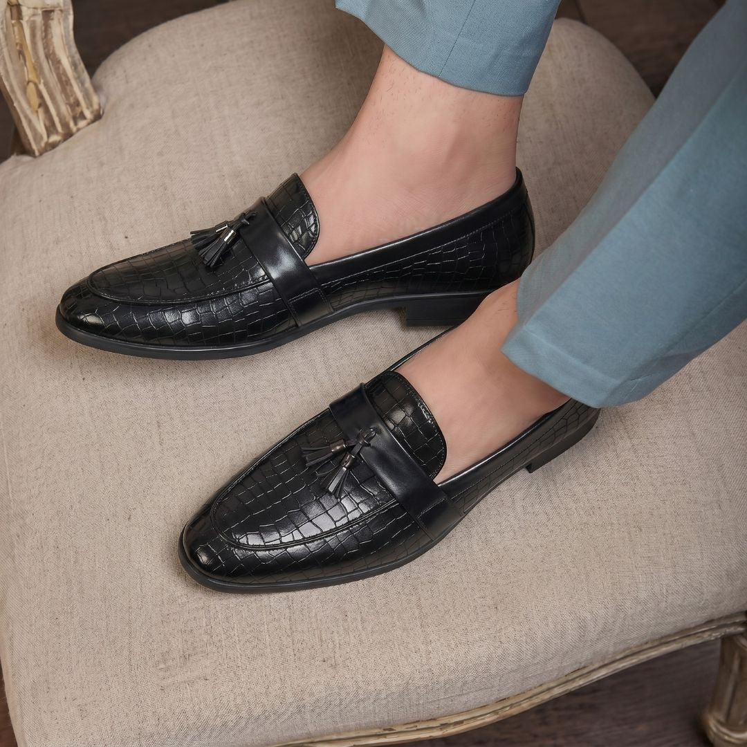 Kavsun Men Tassels Loafer Black