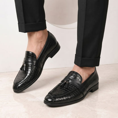 Kavsun Men Tassels Loafer Black